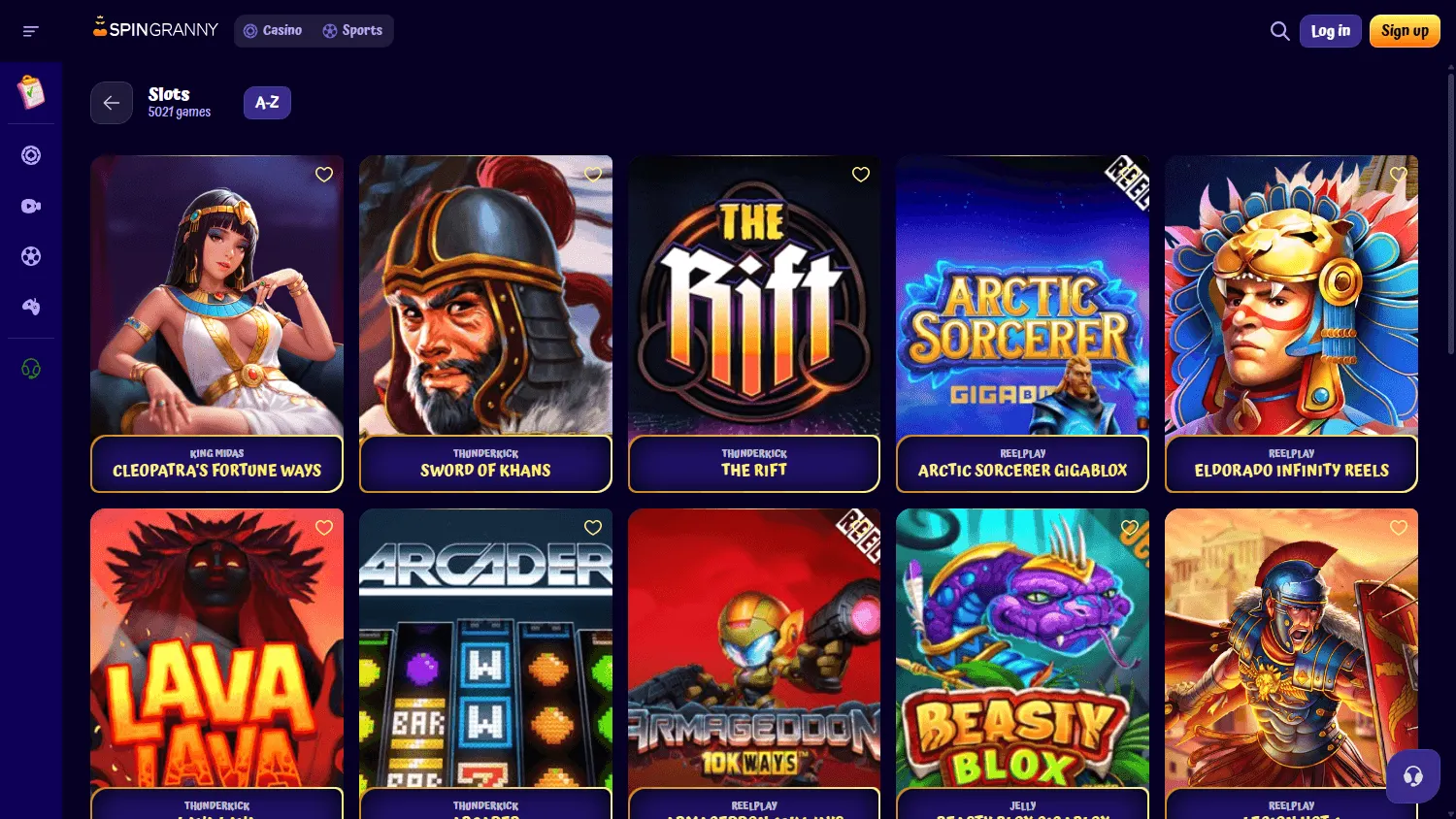Spingranny Casino desktop games screen
